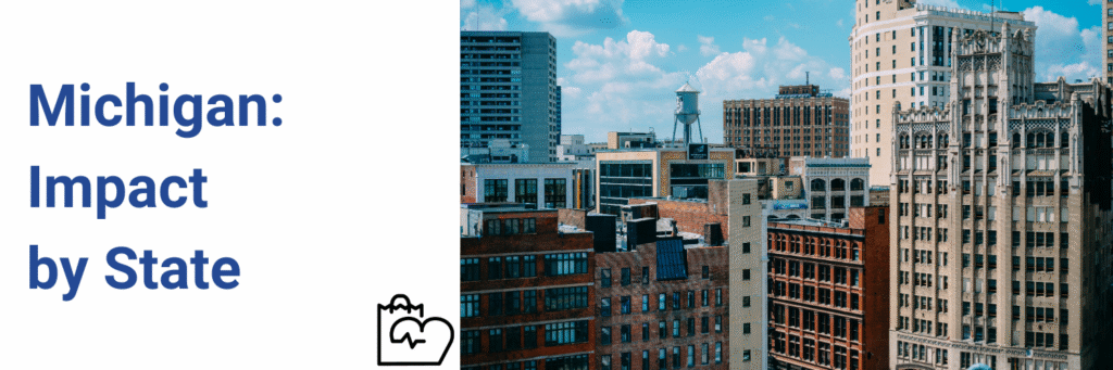 Michigan state header with a photo of Detroit